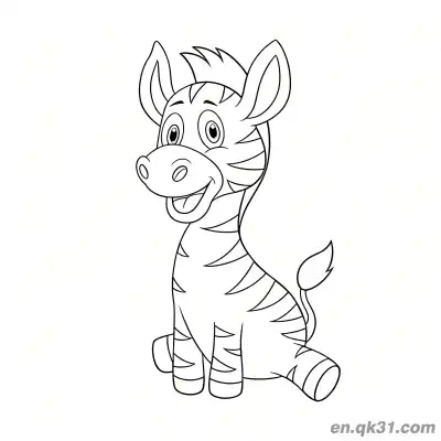 Free printable Cute Baby Zebra Sitting and Laughing Coloring Page coloring page