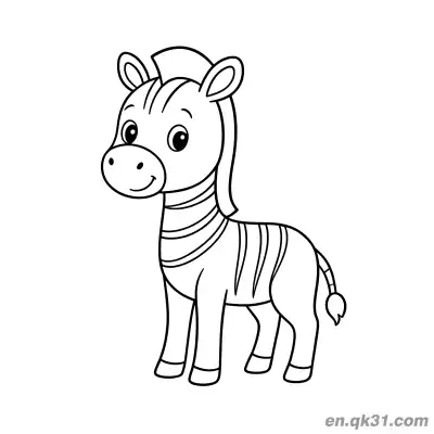 Free printable Cute Baby Zebra Standing and Smiling Coloring Page coloring page