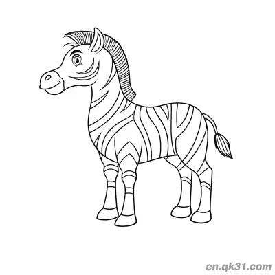 Free printable Cartoon Zebra Standing and Smiling Coloring Page coloring page