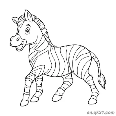 Free printable Cartoon Zebra Walking and Laughing Coloring Page coloring page