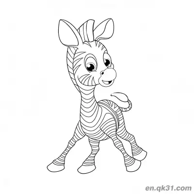 Free printable Cartoon Zebra Walking and Smiling Coloring Page coloring page