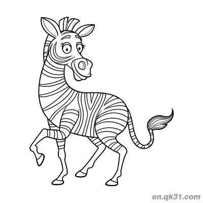 Free printable Cartoon Zebra with Big Eyes and Raised Hoof Coloring Page coloring page