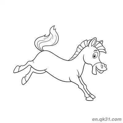 Free printable Cartoon Zebra with Curly Tail Running Without Stripes Coloring Page coloring page