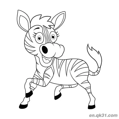 Free printable Cartoon Zebra with Long Lashes and Raised Hoof Coloring Page coloring page