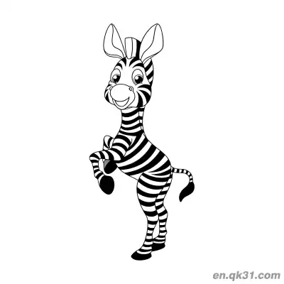 Free printable Cartoon Zebra with Raised Front Hooves Coloring Page coloring page