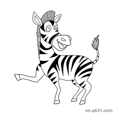 Free printable Cartoon Zebra with Raised Hoof and Big Laugh Coloring Page coloring page