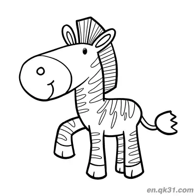Free printable Cartoon Zebra with Raised Hoof and Smile Coloring Page coloring page