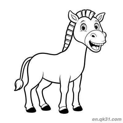 Free printable Cartoon Zebra Without Stripes and Big Laugh Coloring Page coloring page