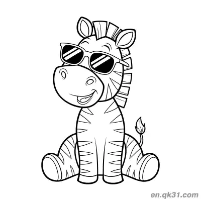 Free printable Cool Cartoon Zebra with Sunglasses Coloring Page coloring page
