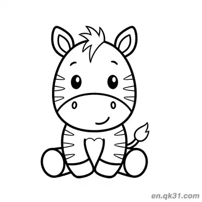 Free printable Cute Baby Zebra with Blush Sitting with Heart Shape Coloring Page coloring page