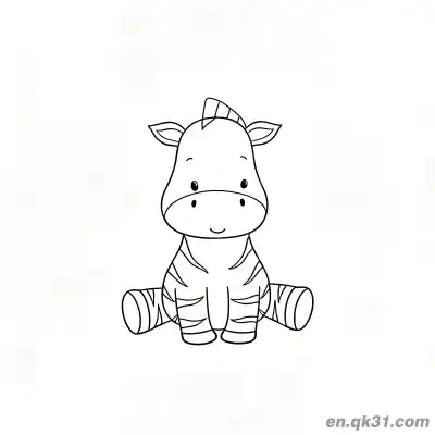 Free printable Cute Cartoon Baby Zebra with Short Ears Sitting Adorably Coloring Page coloring page