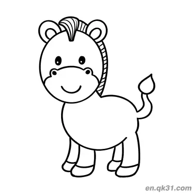 Free printable Cute Cartoon Baby Zebra Without Stripes Coloring Page coloring page