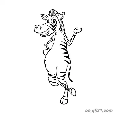 Free printable Funny Cartoon Zebra Dancing Coloring Page coloring page