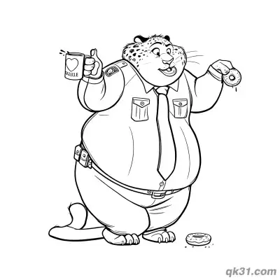Free printable Clawhauser I Love Gazelle Coffee Mug Coloring Page coloring page