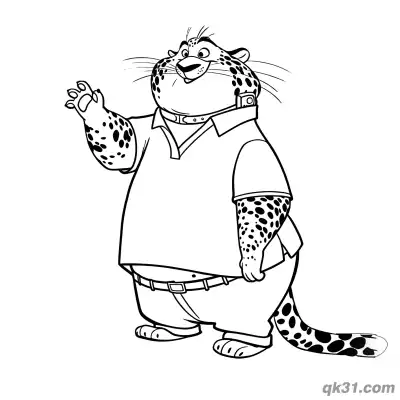 Free printable Clawhauser Casual Wave Hello Coloring Page coloring page