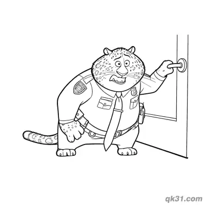 Free printable Clawhauser Doorway Surprise Pose Coloring Page coloring page