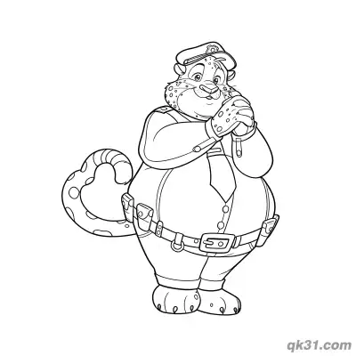 Free printable Clawhauser Hands Clasped in Police Uniform Coloring Page coloring page