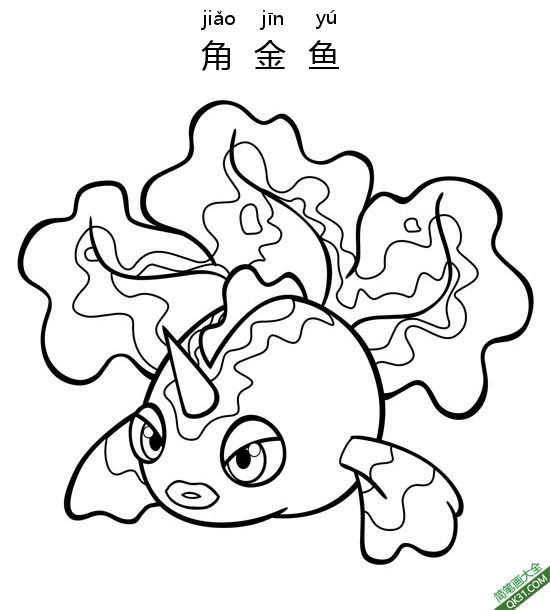 角金鱼 トサキント Goldeen 宝可梦|简笔画|素描|涂鸦|涂颜色